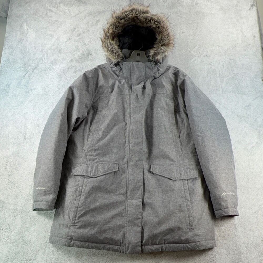 Eddie Bauer WeatherEdge Women's Down Parka Jacket Gray Size XXL Detachable Hood